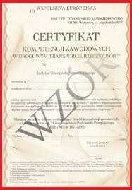Certyfikat Kompetencji Zawodowych Licencja na przewóz Rzeczy Spedycja