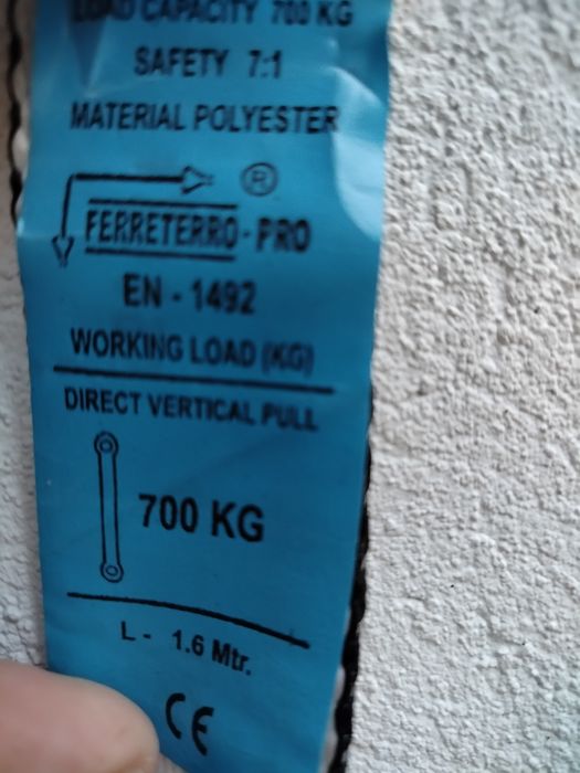 6 sztuk.Zawiesia pasowe udźwig 700 kg, długość 1, 6m.