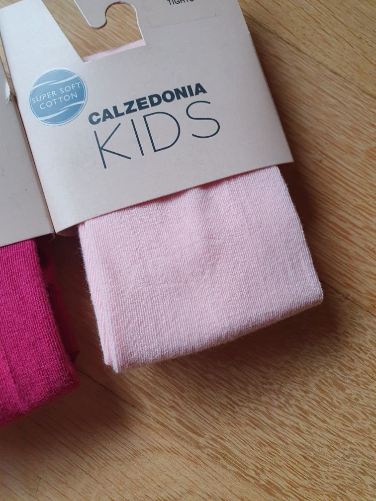 2 szt rajstopy Calzedonia kids 86/92 różowe fuksjowe Bawełniane