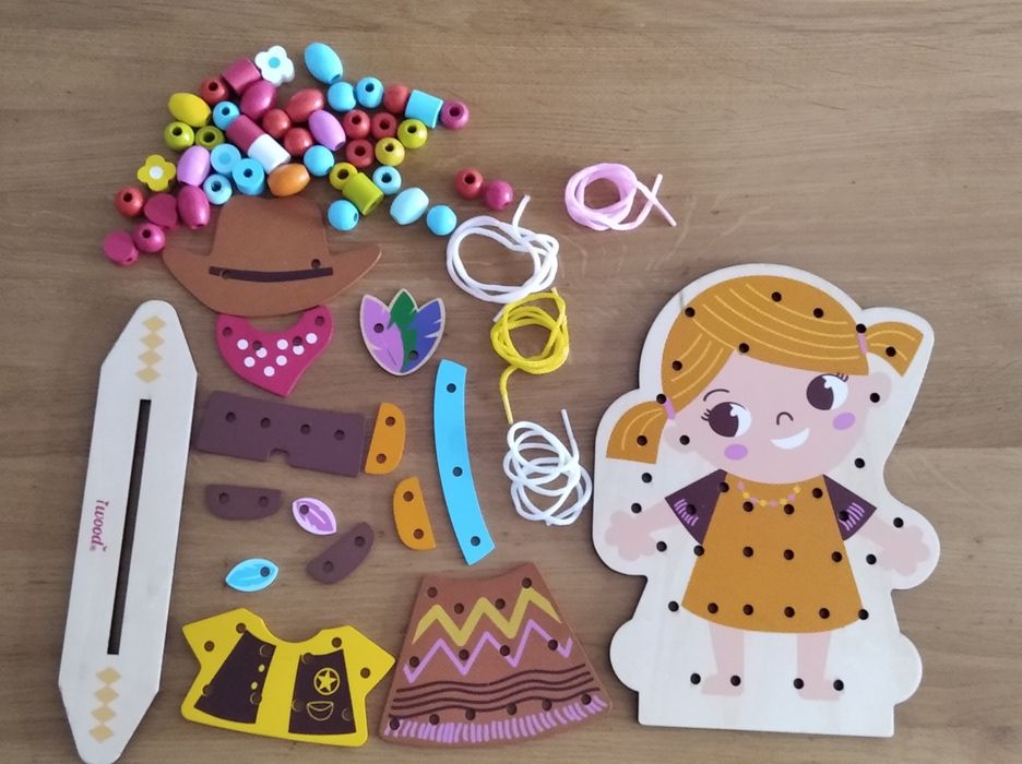 iWood Przewlekanka nawlekanka koraliki drewniana ubieranka