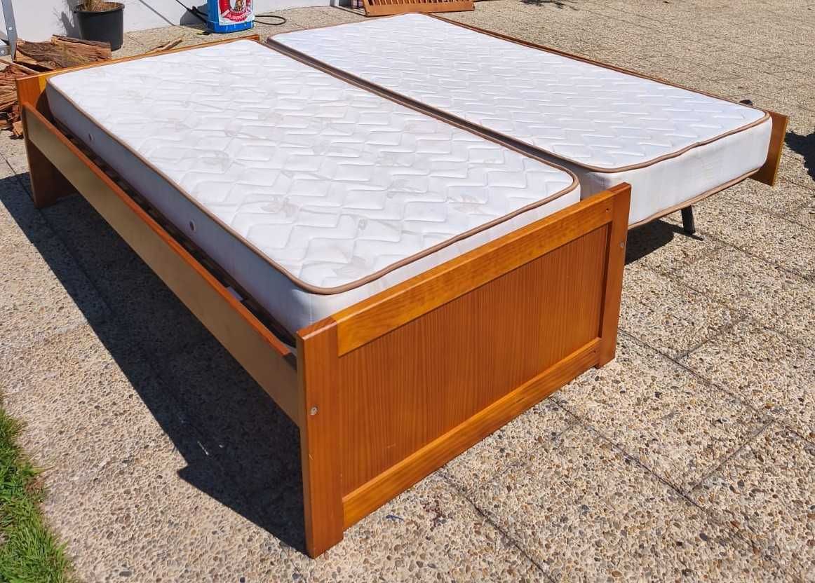 Cama de Solteiro Extensível p/ Casal + Colchões Ortopédicos