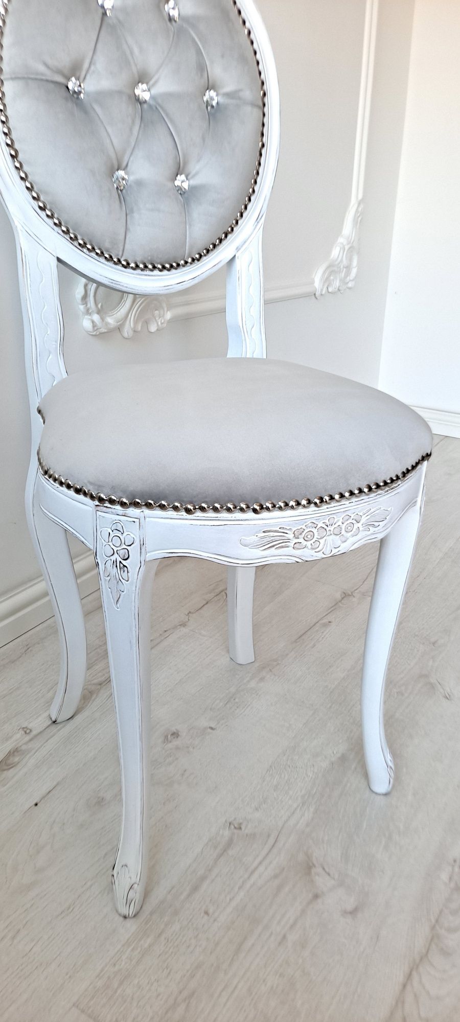 Stylowe krzesełko, krzesło glamour, Shabby Chic, Ludwik