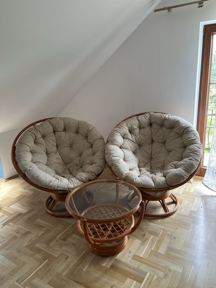Komplet mebli Rattanowych Rattan fotel stolik