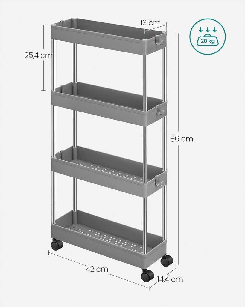 KSC008G01 SONGMICS Wózek kuchenny łazienkowy na przybory Regał z półka