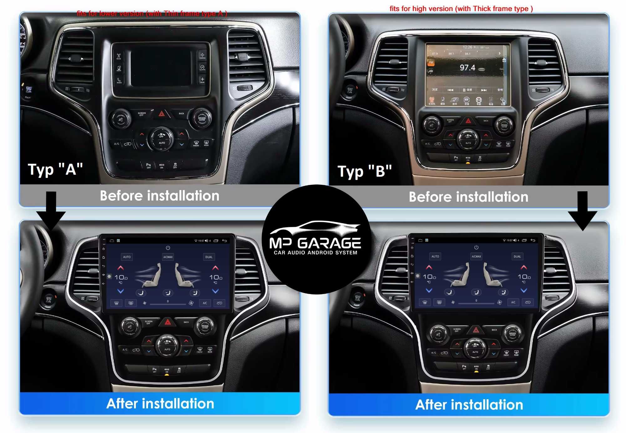 Radio Android Jeep Grand Cherokee WK2 4G Qled+ CP/AA Nawigacja Montaż