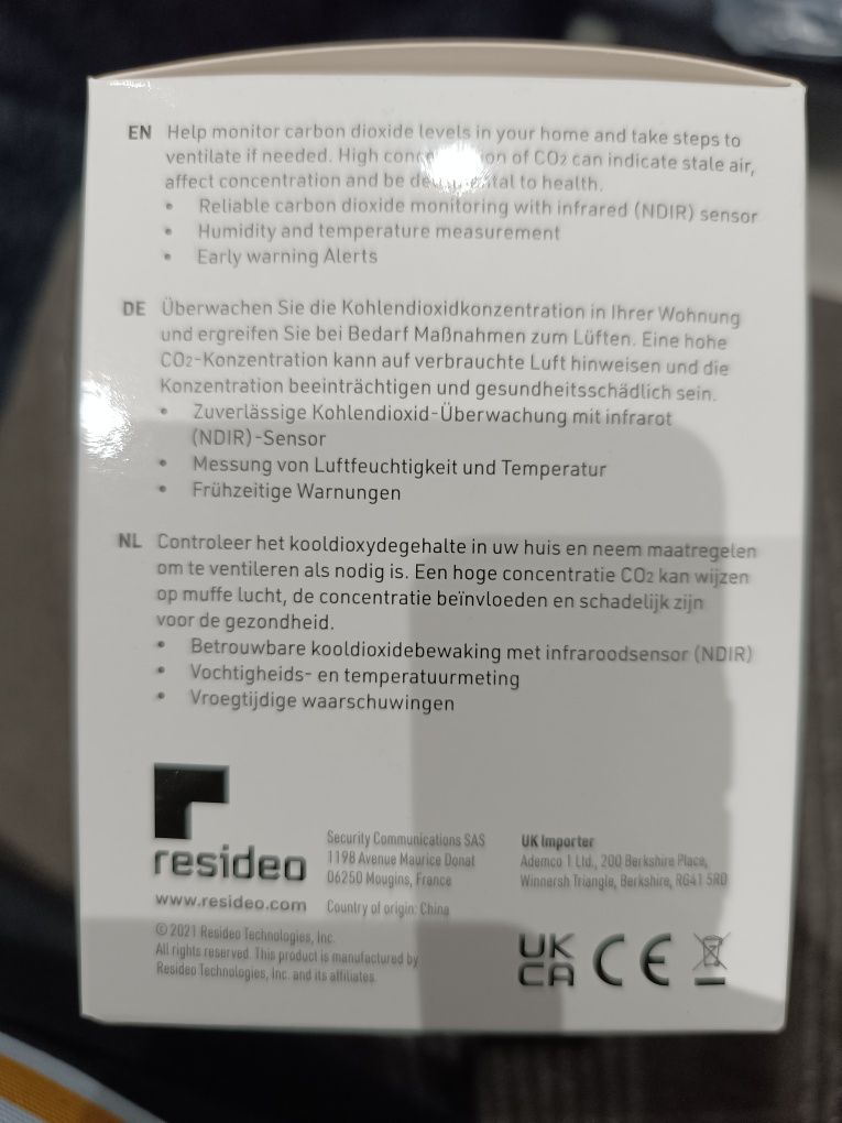 Medidor de dióxido de carbono, tempera e humidade