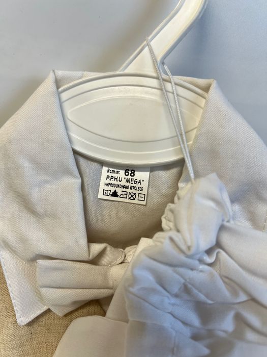 Komplet Chrzest dla Chłopca / Len / Beżowy - rozmiar 68