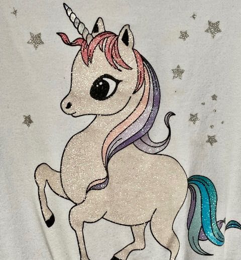 Unicorn, jednorożec sukienka 2 SZTUKI 122/128  HM tiul, brokat