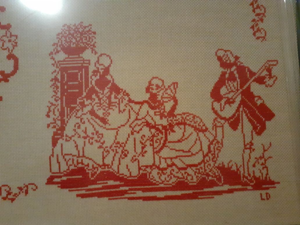 Quadro em ponto de cruz."Serenata"