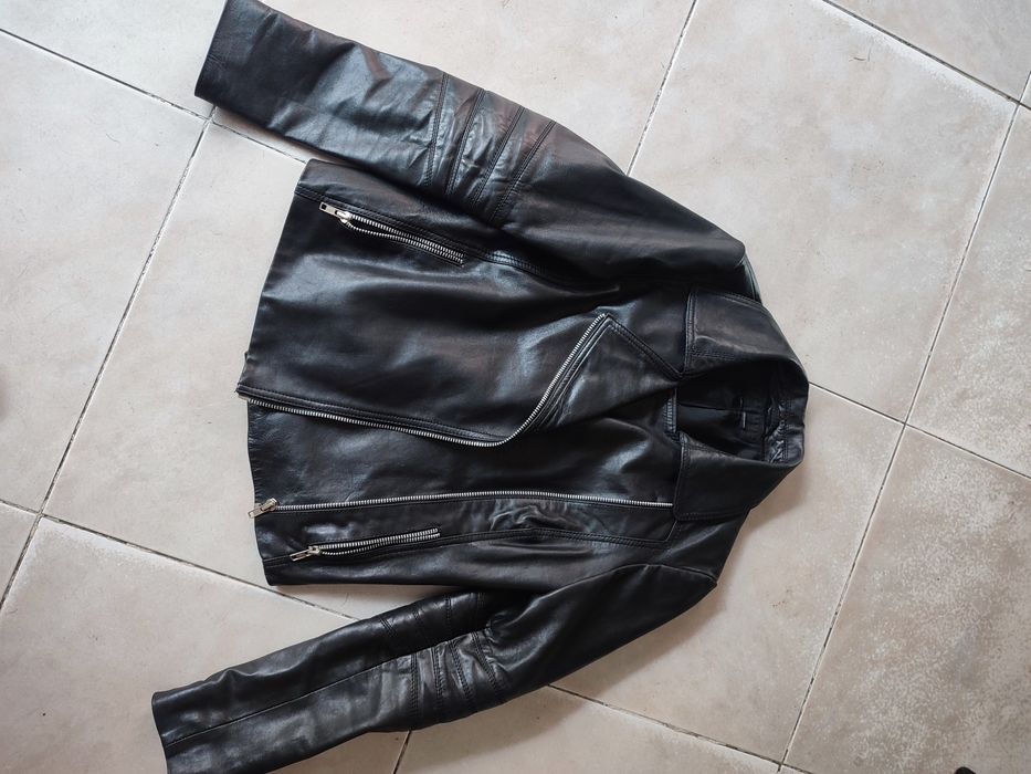 Casaco blusão bomber Zara 100./. Pele motard