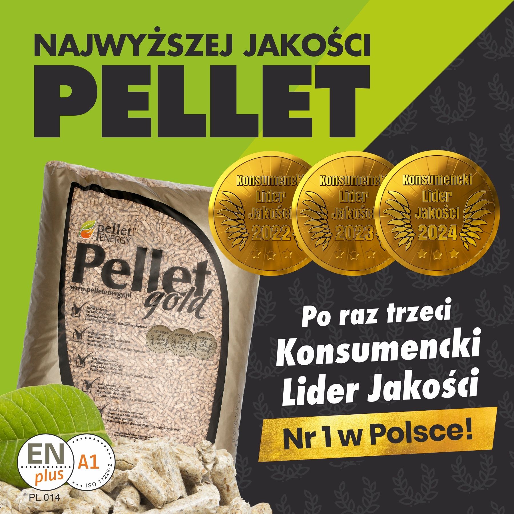 Pellet GOLD NR 1 kaloryczność 18,17 MJ/ kg Darmowa Dostawa