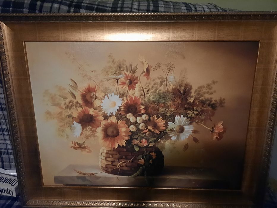 Duży obraz 85×64 w złotej oprawie