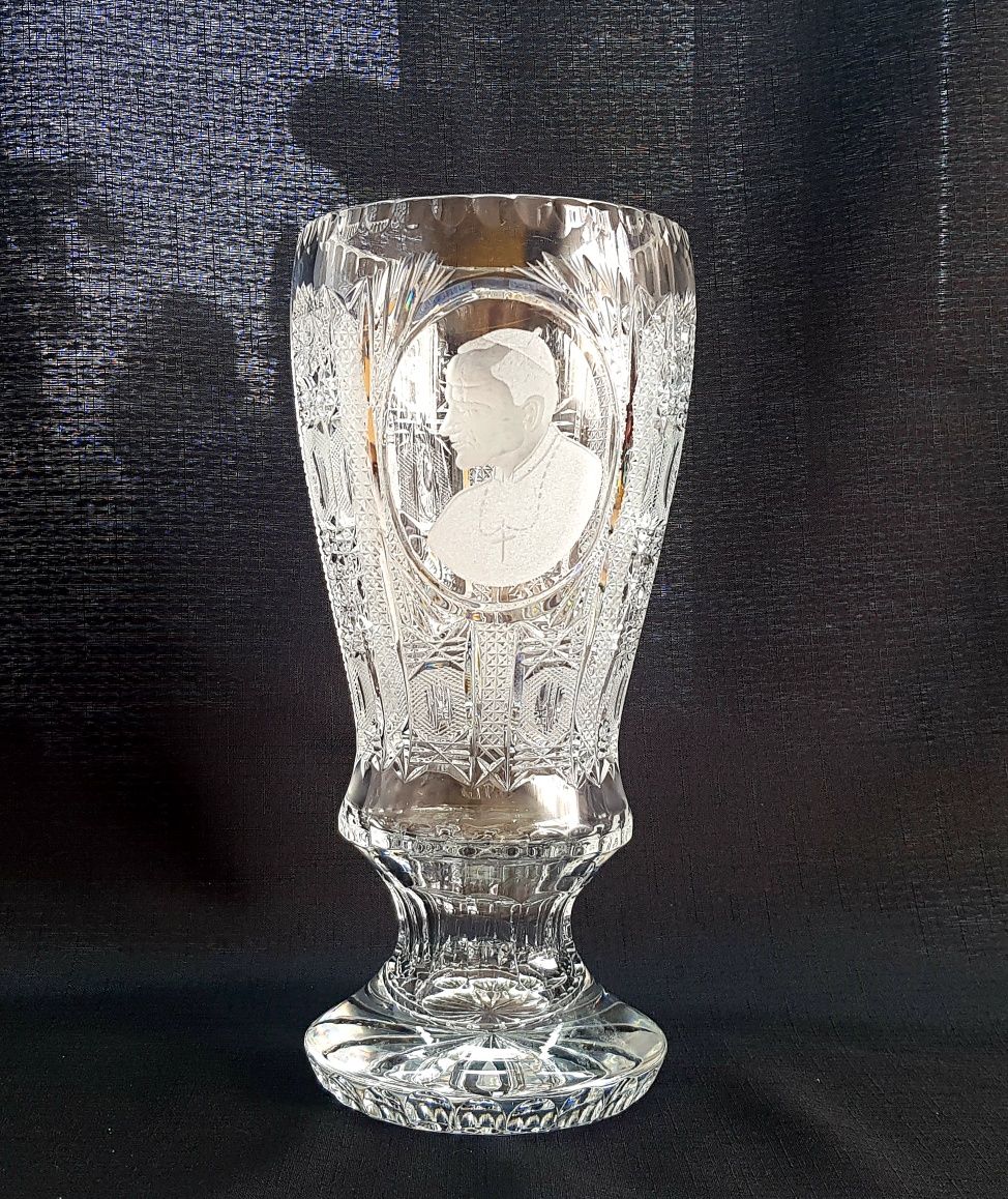 Duży wazon kryształowy Papież Szlifowany Vintage