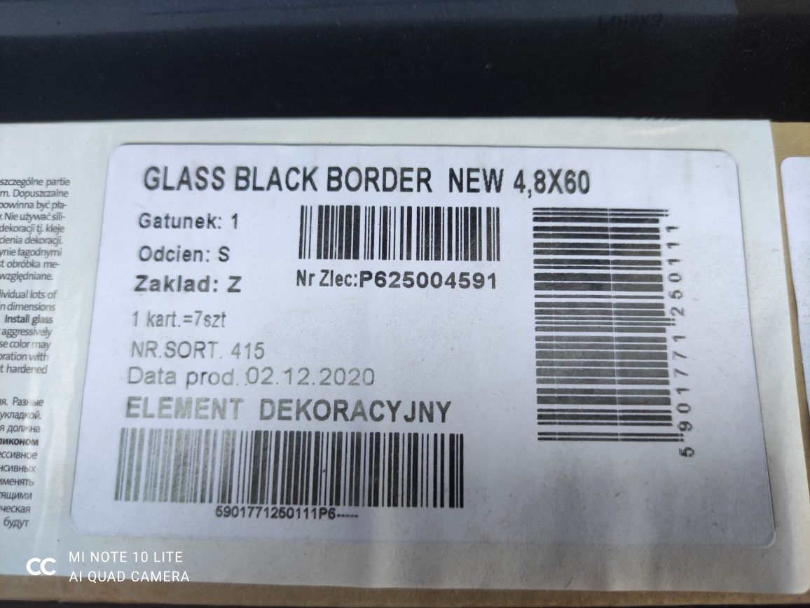 Płytki decor szklane czarne Glass black border new prostokątne