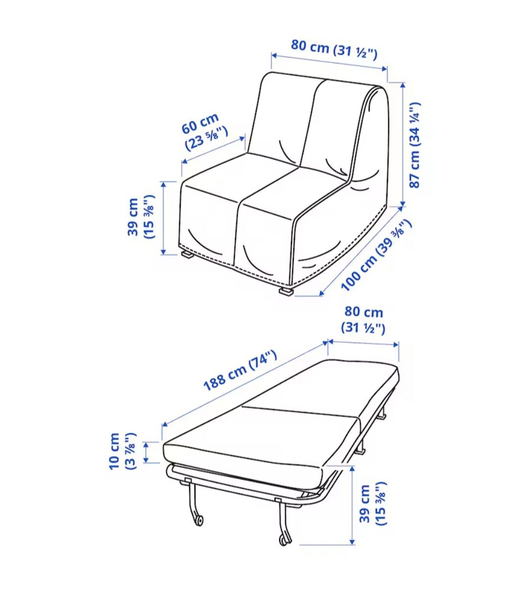 dwa fotele rozkładane IKEA