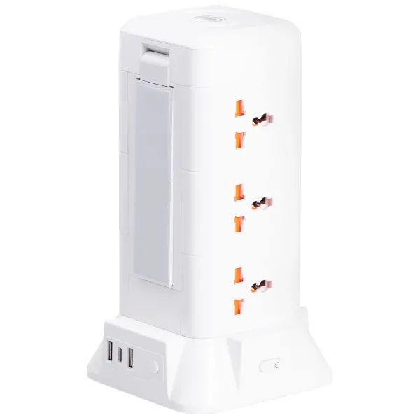 Мережевий фільтр-подовжувач TOWER 9 розеток LED-лампа