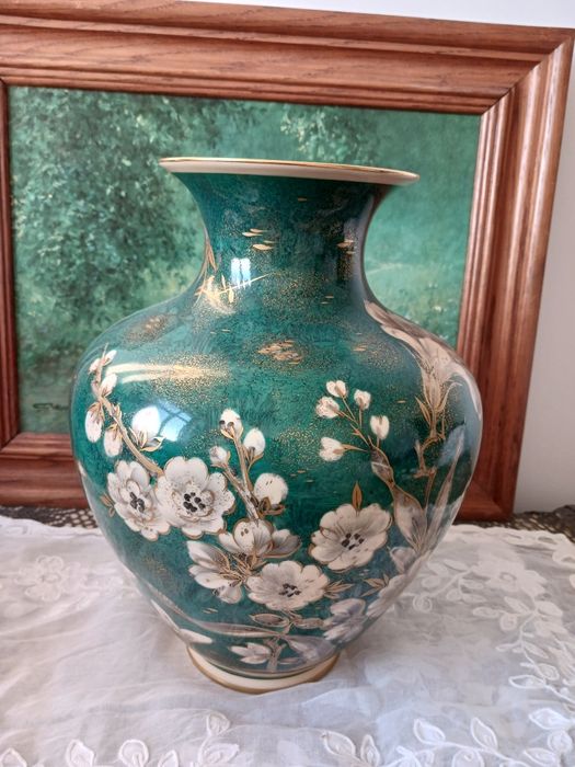 Rosenthal Goldrausch wazon malachitowa zieleń