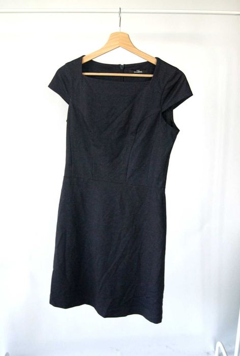 czarna elegancka sukienka wizytowa biurowa do biura letnia krótka 36S