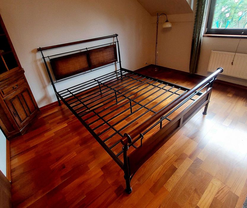 Łóżko w stylu kolonialnym 160X200 drewno metal rattan Kraków