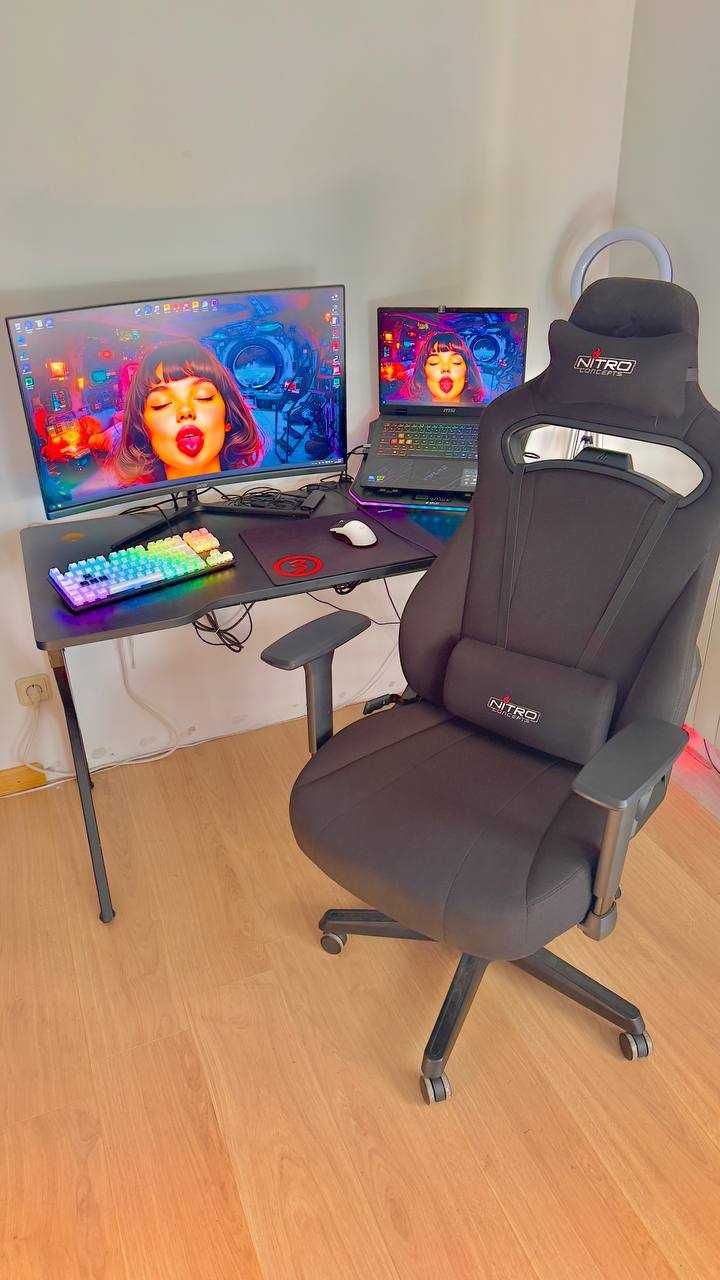Monitor, Secretaria e Cadeira gaming
