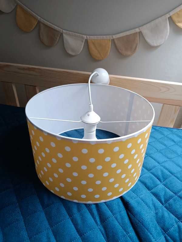 Lampa wisząca klosz żółty w białe kropki