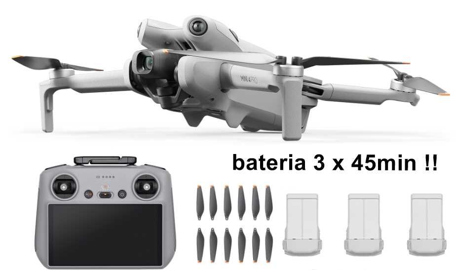 Nowy Dron DJI Mini 4 Pro Fly More Combo, RC 2 (3x bateria 45min !)