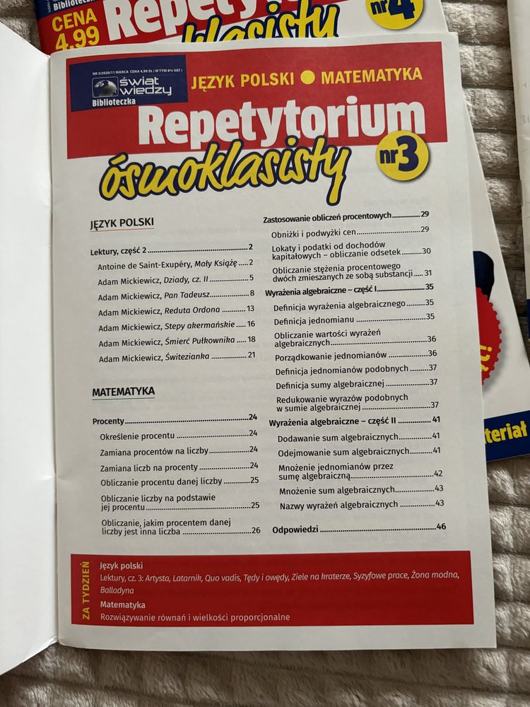 Repetytorium ósmoklasisty- 5 broszur- j.polski i matematyka