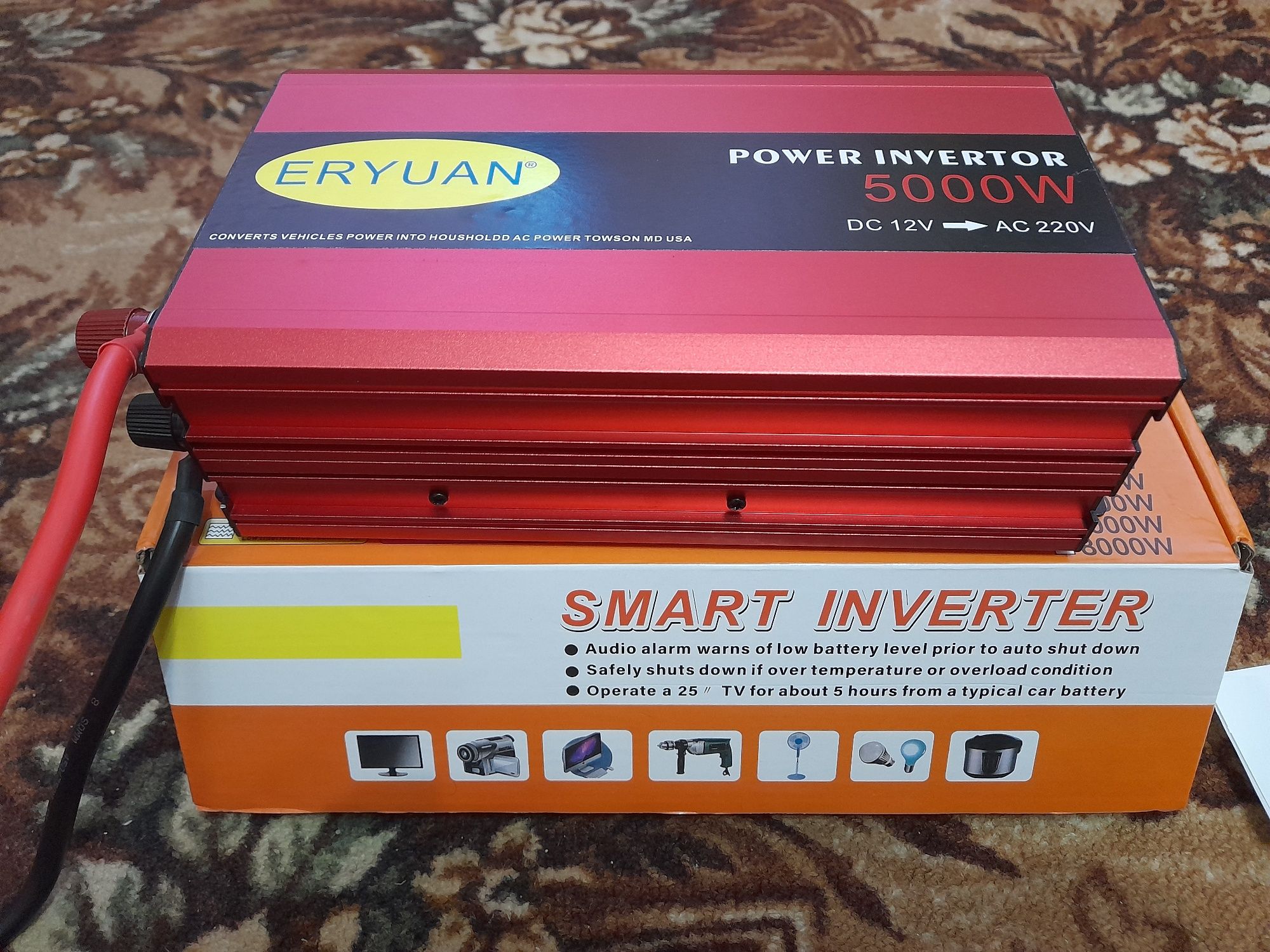Перетворювач напруги Eryuan з 12V/24V на 220 V 5000 W LCD SMART