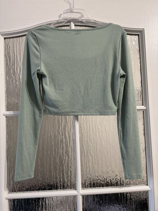 Miętowa koszulka, bluzka z długim rękawem