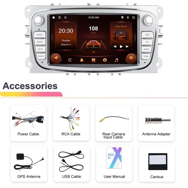 Rádio 7" Ford Focus S-Max Kuga Mondeo Galaxy Kuga 2/64GB GPS CARPLAY