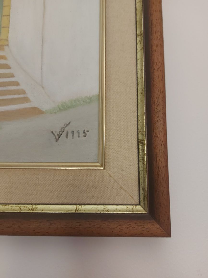 Quadro em tela com moldura em madeira