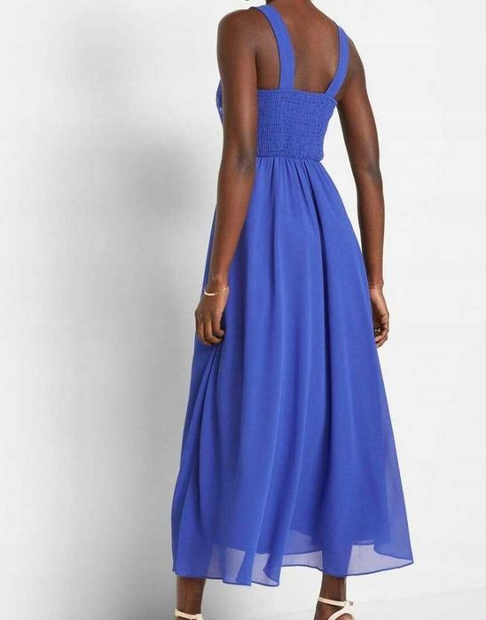 Kobaltowa sukienka z cekinami na wesele roz.50-54