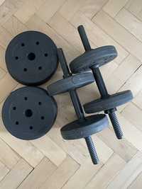 Hantle - dwa gryfy, dwa zapiecia, talerze 4x2,5kg, 4x1,5kg