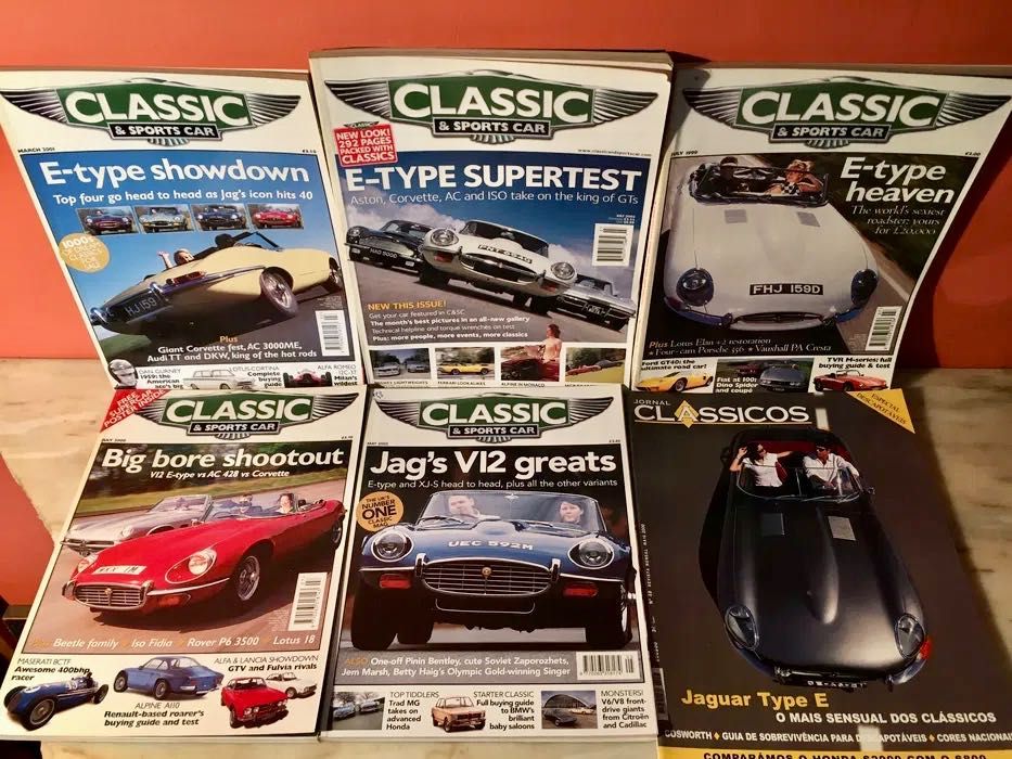 JAGUAR E - 6 revistas - 5 Classic & Sports Car e 1 Clássicos
