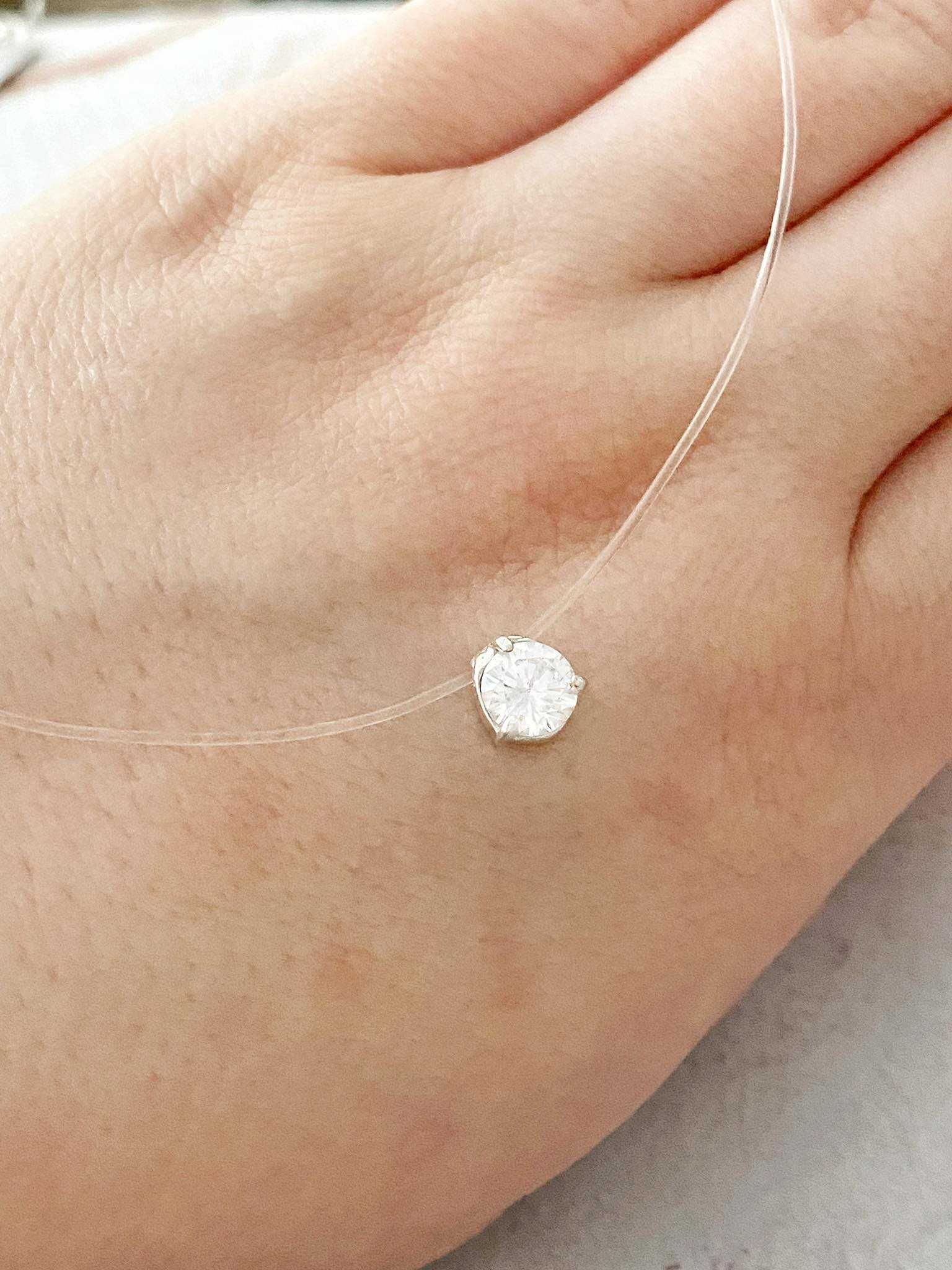 Камушек на Леске, Кристалл на Леске, Циркон на Леске.Серебро 925 пробы