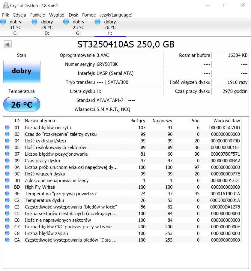 Dysk Seagate Barracuda 250GB - HDD 3,5"