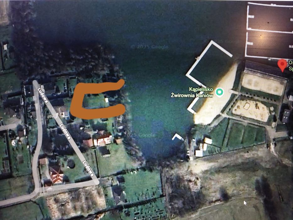 Działka 8 ar z linią brzegową Żwirowni – Kaniów