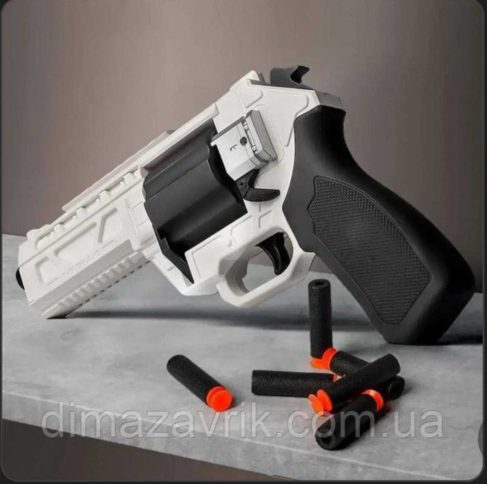 Пистолет детский, мягкие пульки, на гильзах, револьвер, аккумулятор