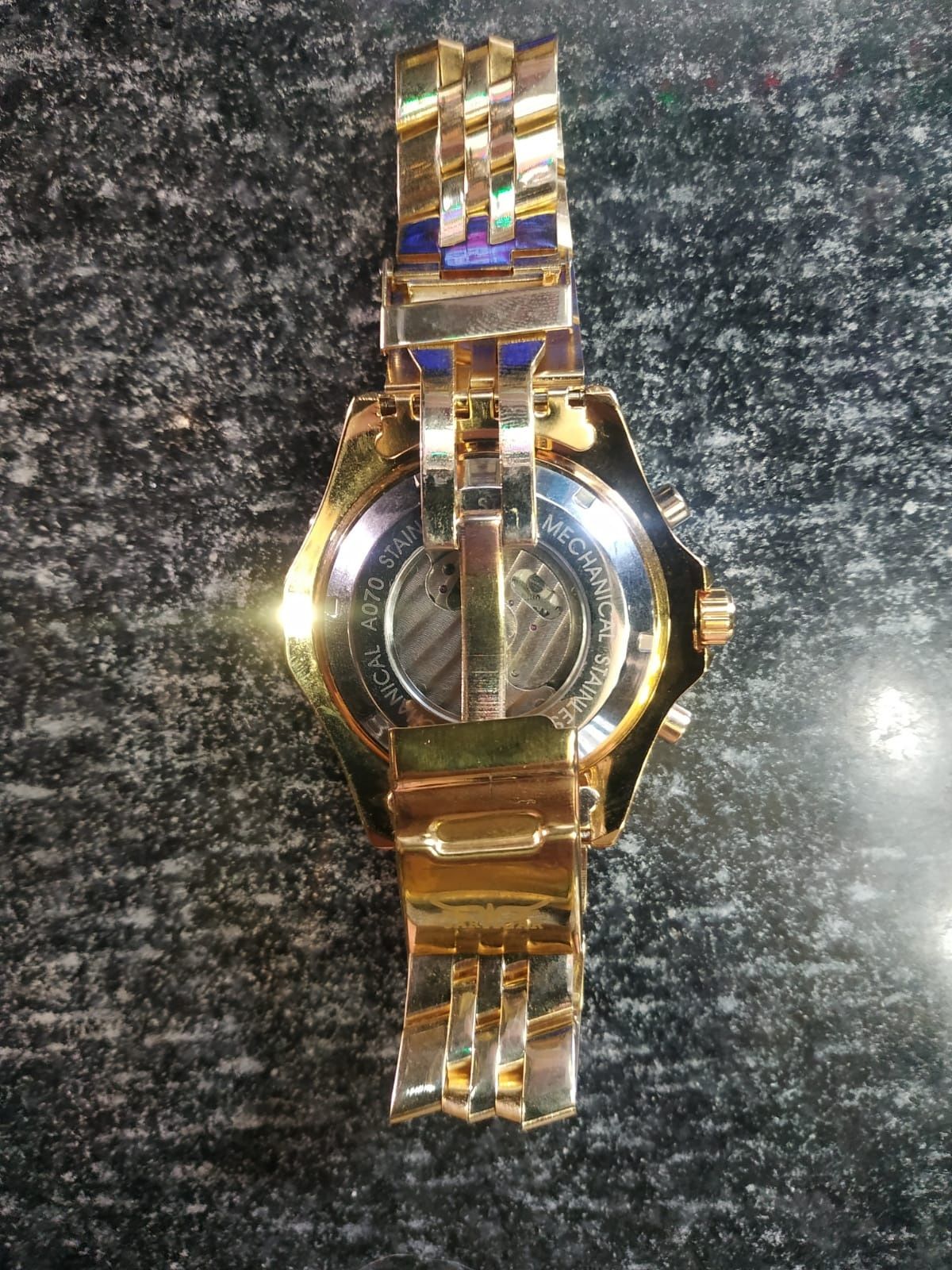 Часы наручные Мужские механические золотые с черным Jaragar Exclusive