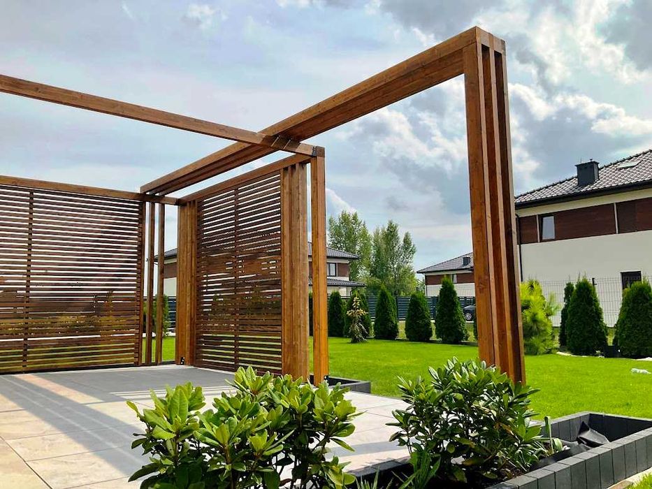 Nowoczesna pergola, taras, zabudowa drewniana, altana, zadaszenie,