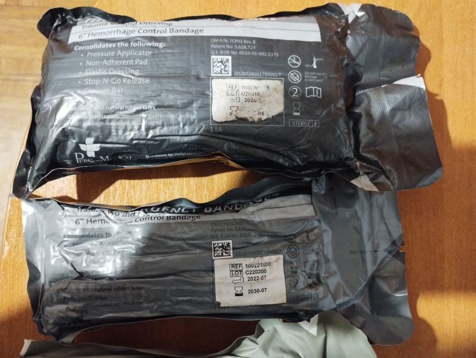 Бандажі, гемостатичні бінти та окклюзивні пов'язки