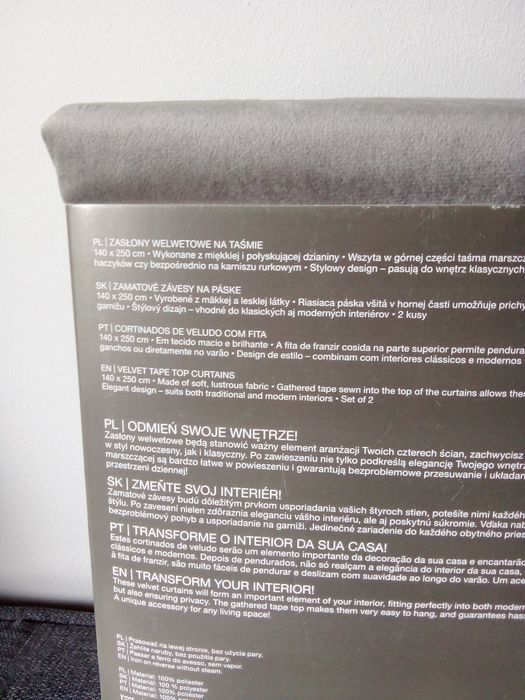 2 zasłony aksamitne welurowe SMUKEE 2x zasłona szara