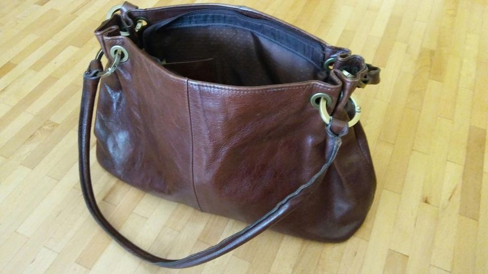 Torebka brązowa ze skóry naturalnej