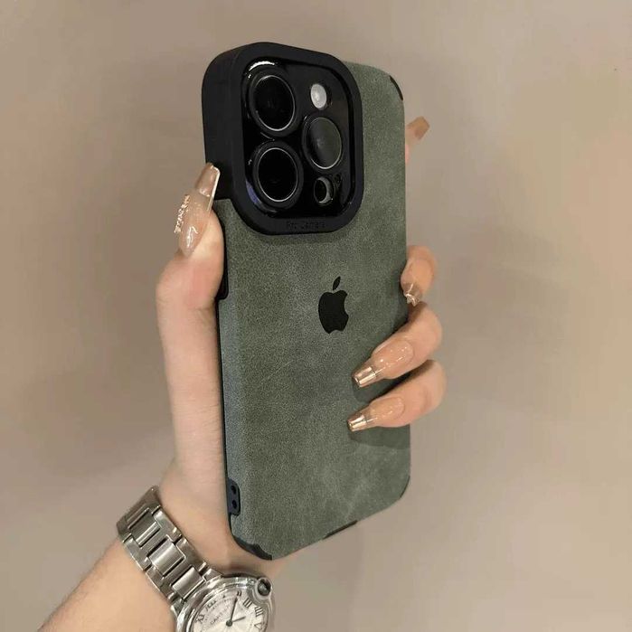 Зелений силіконовий чохол вельвет еко-замш з логотипом на айфон iPhone