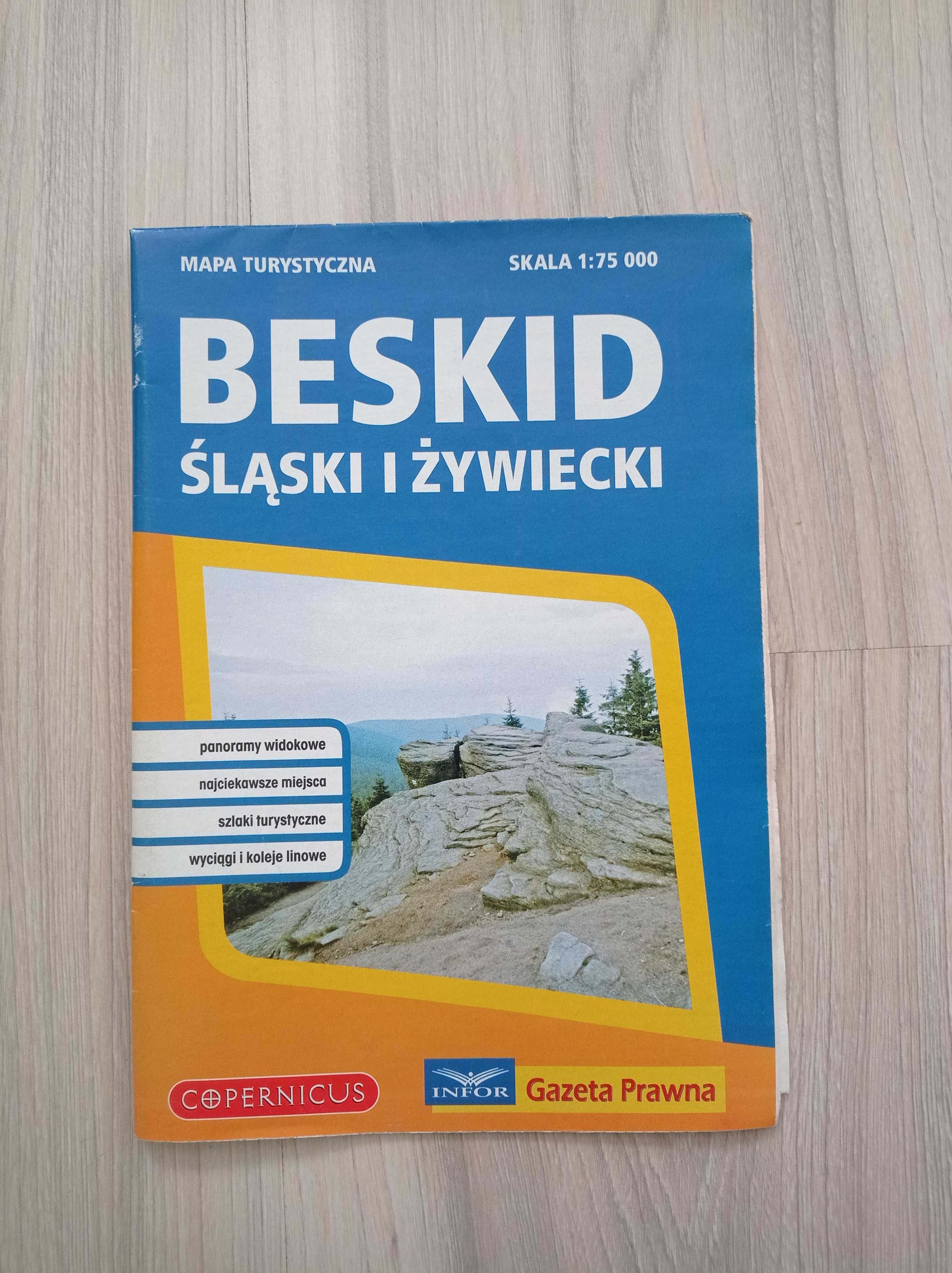 Beskid Śląski i Żywiecki, mapa turystyczna, 1:75 000