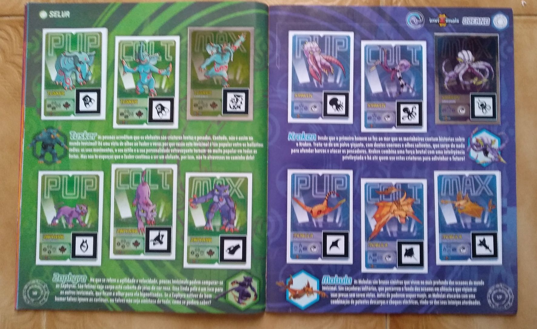 Caderneta completa dos Invizimals da Panini