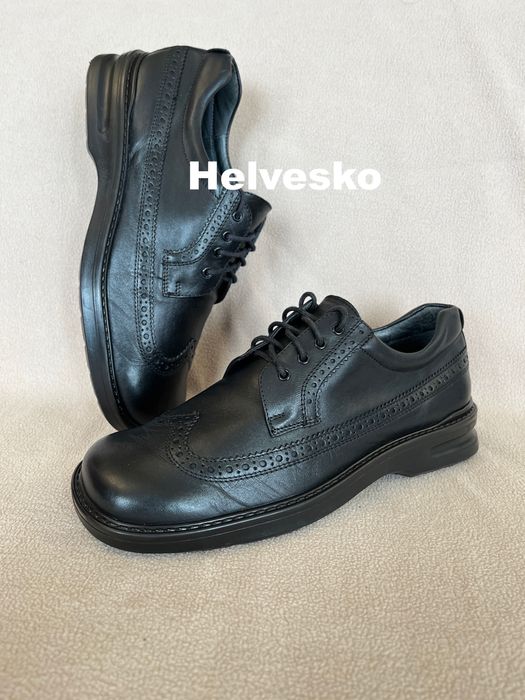 Helvesko męskie skórzane półbuty brogsy