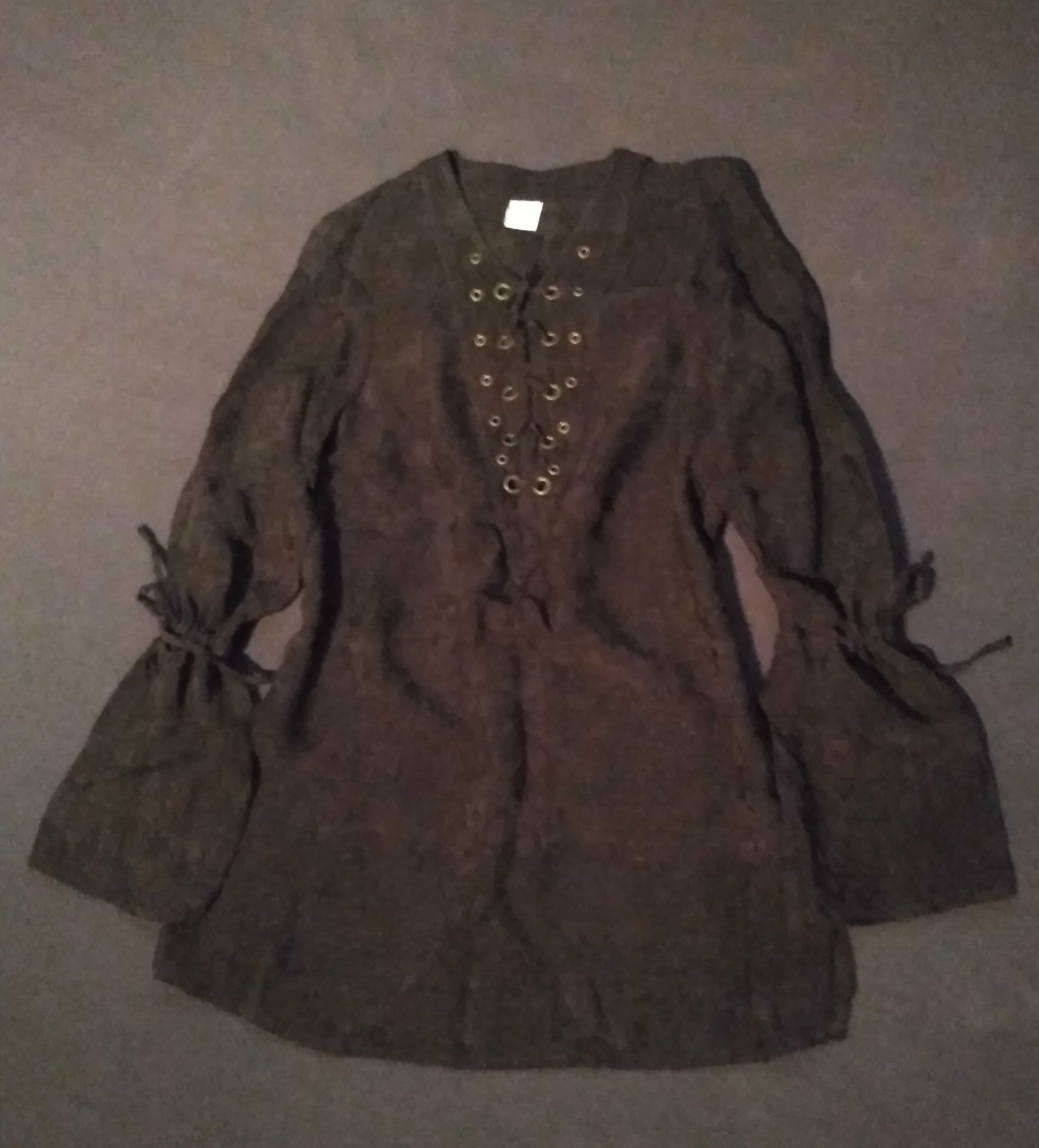 Ciemnobrązowa tunika/bluzka, wiązanie, roz. 40 (L)