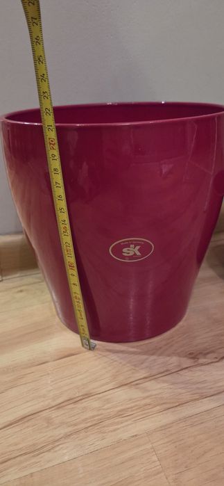 Duża donica osłona ceramiczna czerwona wysokość 21 cm średnica 21 cm