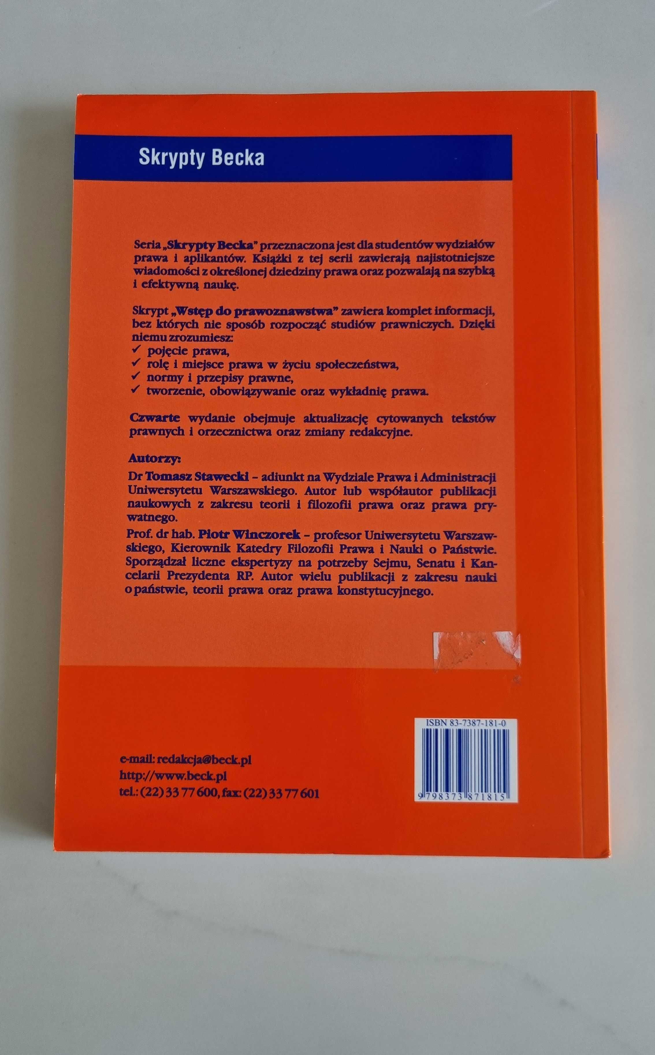 Podręcznik Wstęp do prawoznawstwa, 4 wydanie T.Stawecki, P. Winczorak